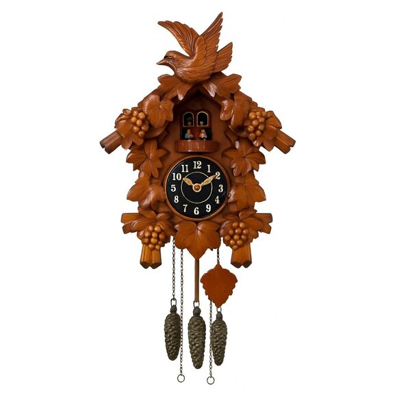 Wall Mounted Cuckoo Clock Kaiser Quartz Squirrel Maple Leaf German Design Musica - Picture 1 of 16